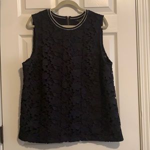 Navy Blue Banana Republic Floral Lace Blouse XL